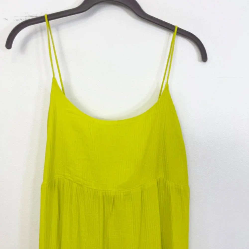 J.Crew Lime Green Tiered Cotton Maxi Dress Size Large